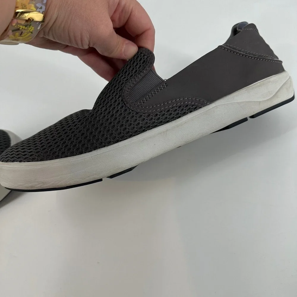 OluKai Lae'Ahi Slip‎ On Shoes Mesh Comfort Casual Loafers Gray Mens 10.5